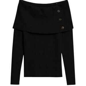Banana Republic Black Off-Shoulder Sweater Size Large